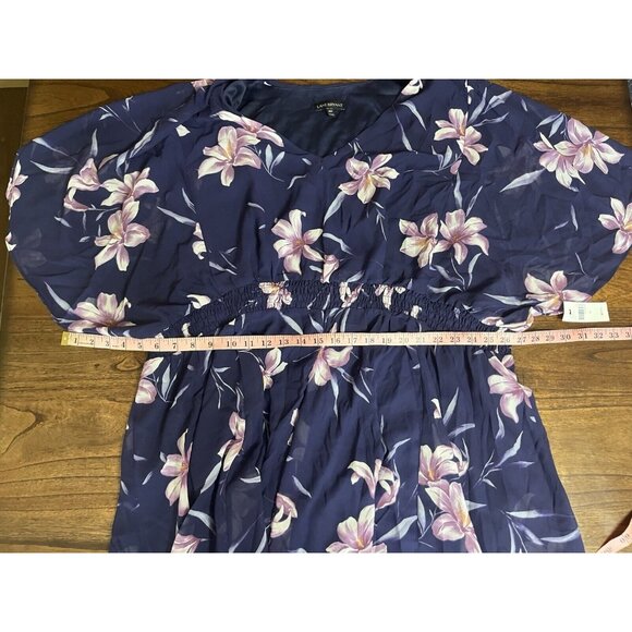 Lane Bryant Blue Floral Purple Dress Women’s Size 26 - Picture 6 of 12